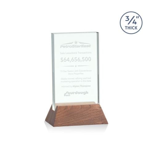 Awards and Plaques - Glass Trophies - Paris Jade/Walnut (Vert) Rectangle Glass Trophy