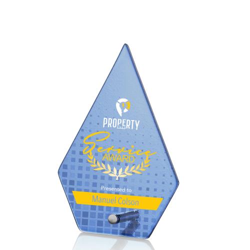 Awards and Plaques - Glass Trophies - Nieves Blue Diamond Full Color Silver Glass Trophy