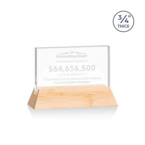 Awards and Plaques - Crystal Trophies - Paris Starfire/Bamboo (Horiz) Rectangle Wood Trophy