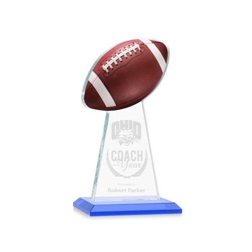 Awards and Plaques - Crystal Trophies - Edenwood Football Sky Blue Towers Crystal Trophy