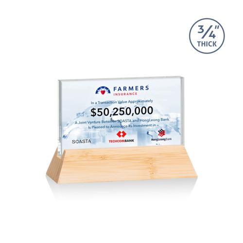 Awards and Plaques - Crystal Trophies - Paris Full Color Starfire/Bamboo (Horiz) Rectangle Wood Trophy