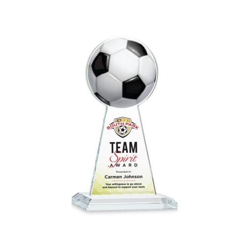 Awards and Plaques - Crystal Trophies - Edenwood Soccer Full Color Clear Towers Crystal Trophy