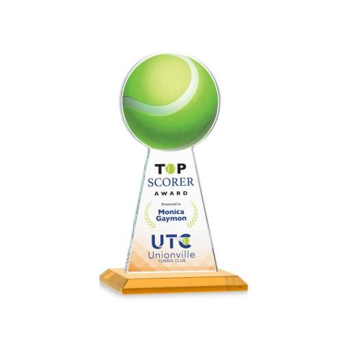 Awards and Plaques - Crystal Trophies - Edenwood Tennis Full Color Amber Towers Crystal Trophy