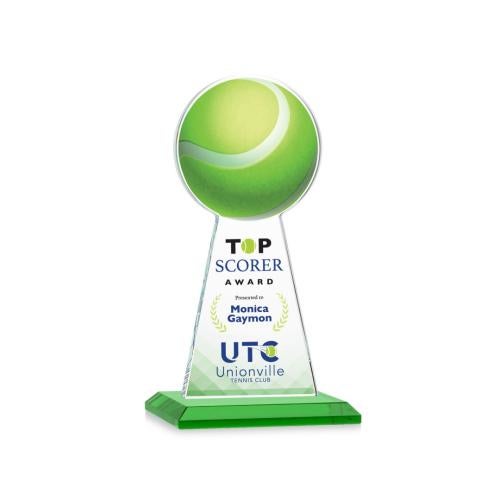 Awards and Plaques - Crystal Trophies - Edenwood Tennis Full Color Green Towers Crystal Trophy