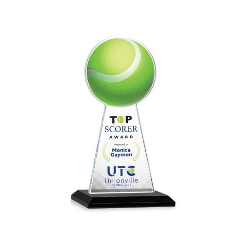 Awards and Plaques - Crystal Trophies - Edenwood Tennis Full Color Black Towers Crystal Trophy