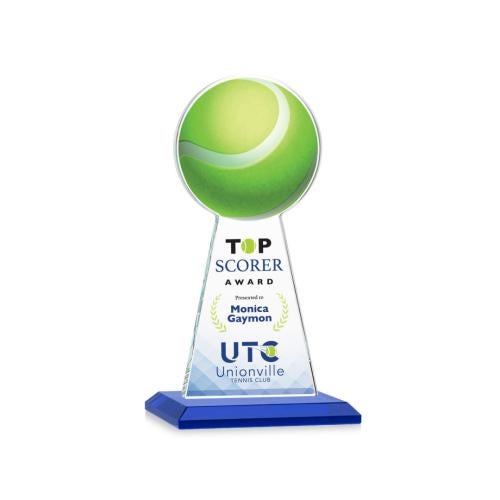 Awards and Plaques - Crystal Trophies - Edenwood Tennis Full Color Blue Towers Crystal Trophy