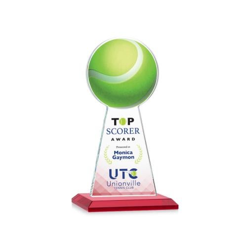 Awards and Plaques - Crystal Trophies - Edenwood Tennis Full Color Red Towers Crystal Trophy