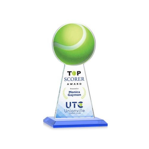 Awards and Plaques - Crystal Trophies - Edenwood Tennis Full Color Sky Blue Towers Crystal Trophy