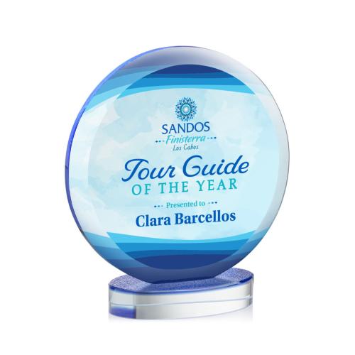 Awards and Plaques - Crystal Trophies - Farlow Full Color Circle Crystal Trophy