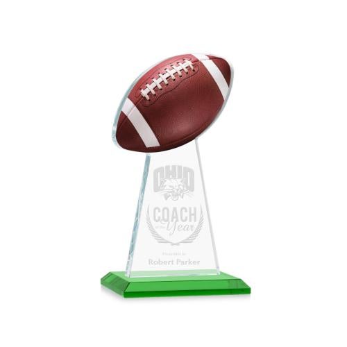 Awards and Plaques - Crystal Trophies - Edenwood Football VividPrint/Etch Green Towers Crystal Trophy
