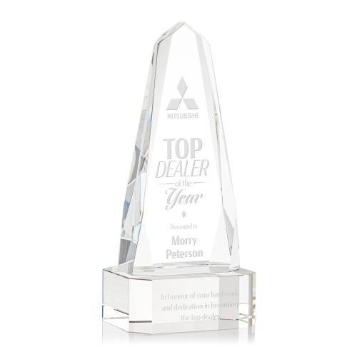 Awards and Plaques - Crystal Trophies - Geneva on Base Clear Obelisk Crystal Trophy