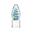 Jezebel Tear Drop on Square Crystal Base Glass Trophy