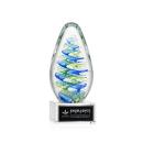 Jezebel on Plated Crystal Base Clear Tear Drop Glass Trophy