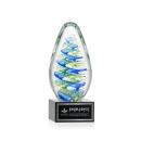 Jezebel on Plated Crystal Base Black Tear Drop Glass Trophy