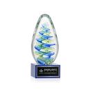 Jezebel on Plated Crystal Base Blue Tear Drop Glass Trophy