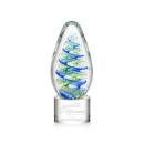 Jezebel on Round Base Clear Tear Drop Glass Trophy