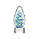 Jezebel on Half Round Base Clear Tear Drop Glass Trophy