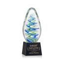 Jezebel on Small Crystal Base Black Tear Drop Glass Trophy