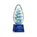 Jezebel on Small Crystal Base Blue Tear Drop Glass Trophy