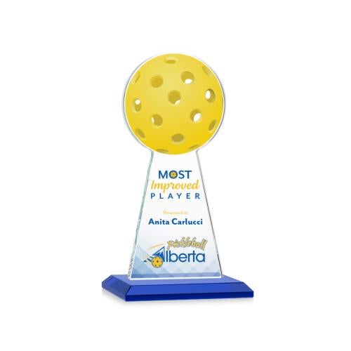 Awards and Plaques - Crystal Trophies - Edenwood Pickleball Full Color Blue Towers Crystal Trophy
