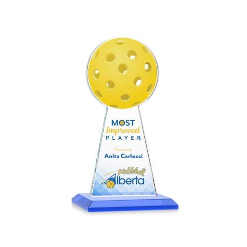 Awards and Plaques - Crystal Trophies - Edenwood Pickleball Full Color Sky Blue Towers Crystal Trophy