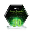Riviera Anniversary Full Color No 30 Green Polygon Crystal Trophy