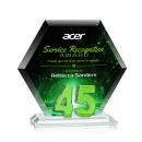 Riviera Anniversary Full Color No 45 Green Polygon Crystal Trophy