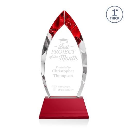 Awards and Plaques - Crystal Trophies - Marinello on Base Red Peaks Crystal Trophy