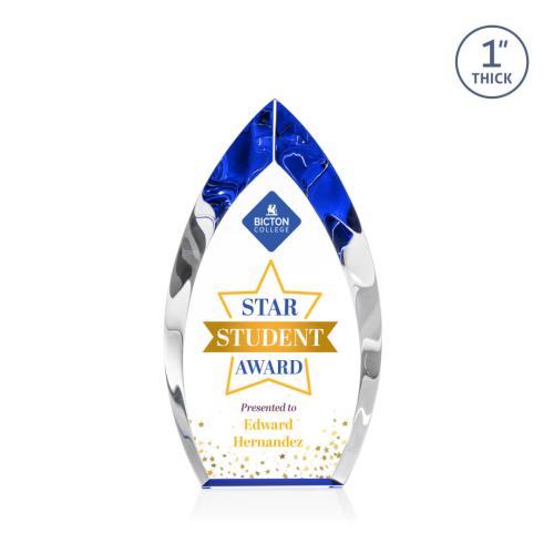 Awards and Plaques - Crystal Trophies - Marinello Full Color Blue Peaks Crystal Trophy