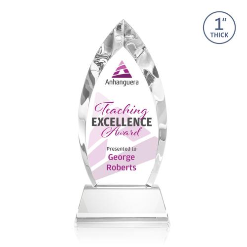 Awards and Plaques - Crystal Trophies - Marinello Full Color on Base Clear Peaks Crystal Trophy