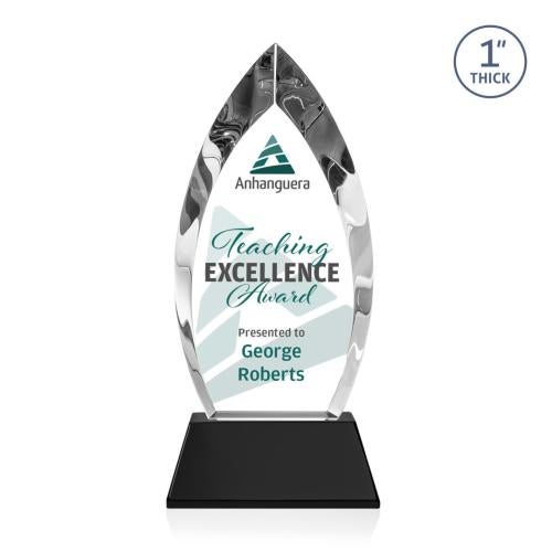 Awards and Plaques - Crystal Trophies - Marinello Full Color on Base Black Peaks Crystal Trophy