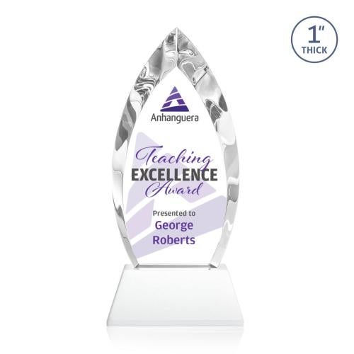 Awards and Plaques - Crystal Trophies - Marinello Full Color on Base Fagan Peaks Crystal Trophy