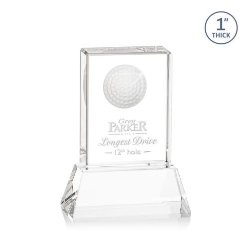 Trophies - Sports Trophies - Golf Trophies - Louis Golf on Base Clear Rectangle Crystal Trophy