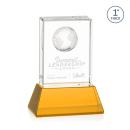Stewart Globe on Base Amber Rectangle Crystal Trophy