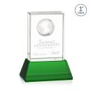 Stewart Globe on Base Green Rectangle Crystal Trophy