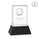 Stewart Globe on Base Black Rectangle Crystal Trophy