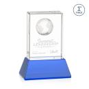 Stewart Globe on Base Sky Blue Rectangle Crystal Trophy