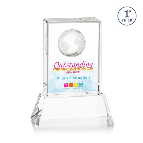 Awards and Plaques - Crystal Trophies - Stewart Full Color on Base Clear Rectangle Crystal Trophy