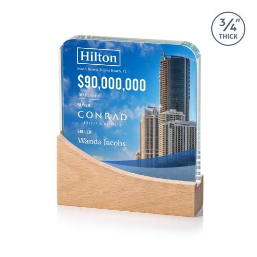 Awards and Plaques - Crystal Trophies - Cadott Full Color Rectangle Crystal Trophy