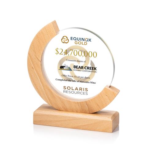 Awards and Plaques - Crystal Trophies - Olivas Full Color Circle Wood Trophy