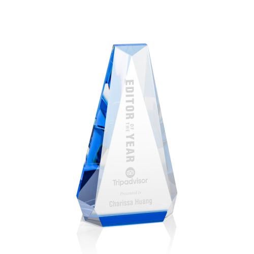 Awards and Plaques - Crystal Trophies - Carmel Blue Tear Drop Crystal Trophy