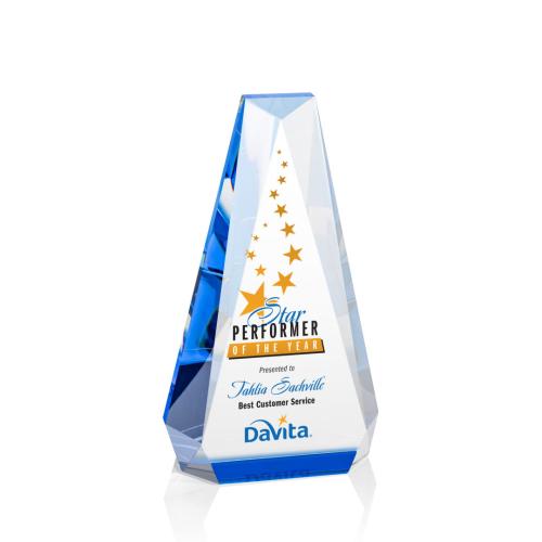 Awards and Plaques - Crystal Trophies - Carmel Full Color Blue Polygon Crystal Trophy