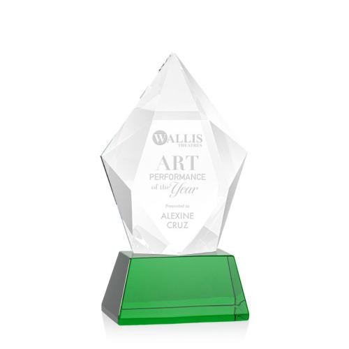Awards and Plaques - Crystal Trophies - Barron on Base Green Polygon Crystal Trophy