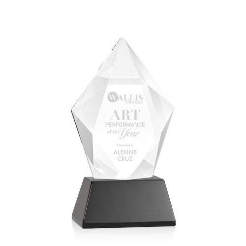 Awards and Plaques - Crystal Trophies - Barron on Base Black Polygon Crystal Trophy