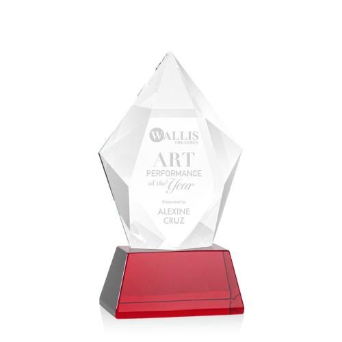 Awards and Plaques - Crystal Trophies - Barron on Base Red Polygon Crystal Trophy