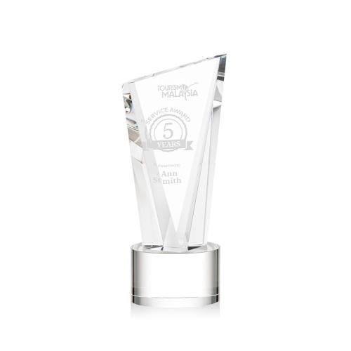 Awards and Plaques - Crystal Trophies - Maher on Round Base Clear Peaks Crystal Trophy