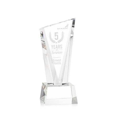 Awards and Plaques - Crystal Trophies - Maher on Small Base Clear Peaks Crystal Trophy