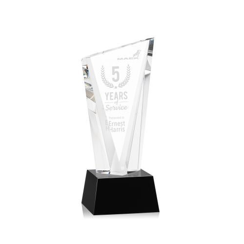 Awards and Plaques - Crystal Trophies - Maher on Small Base Black Peaks Crystal Trophy
