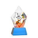 Barron Full Color on Base Sky Blue Polygon Crystal Trophy
