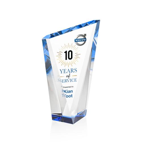 Awards and Plaques - Crystal Trophies - Maher Full Color Blue Peaks Crystal Trophy